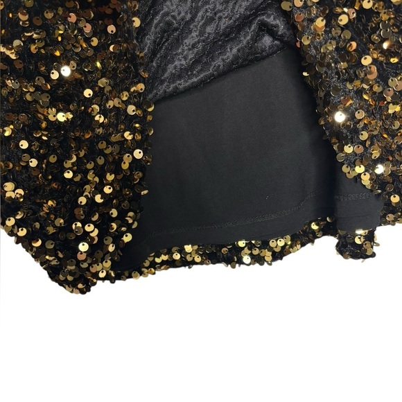 NWT Alex Marie Lia Gold Sequins Embroidered Crew Neck Short Sleeve Blouse Size S - Picture 7 of 11